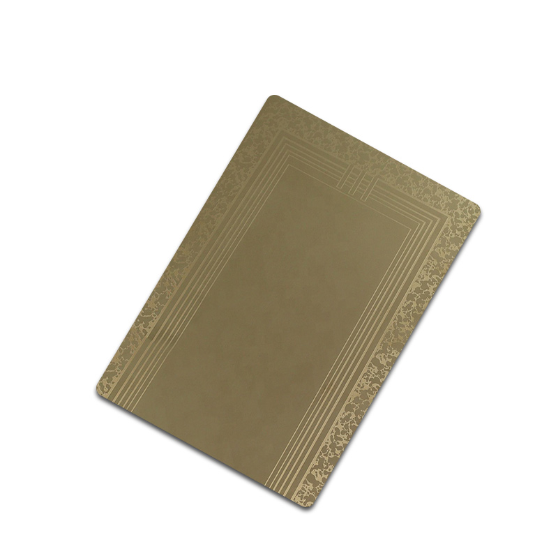 Stainless Steel Etched Hairline-D Champagne Gold Elevator Door Sheet